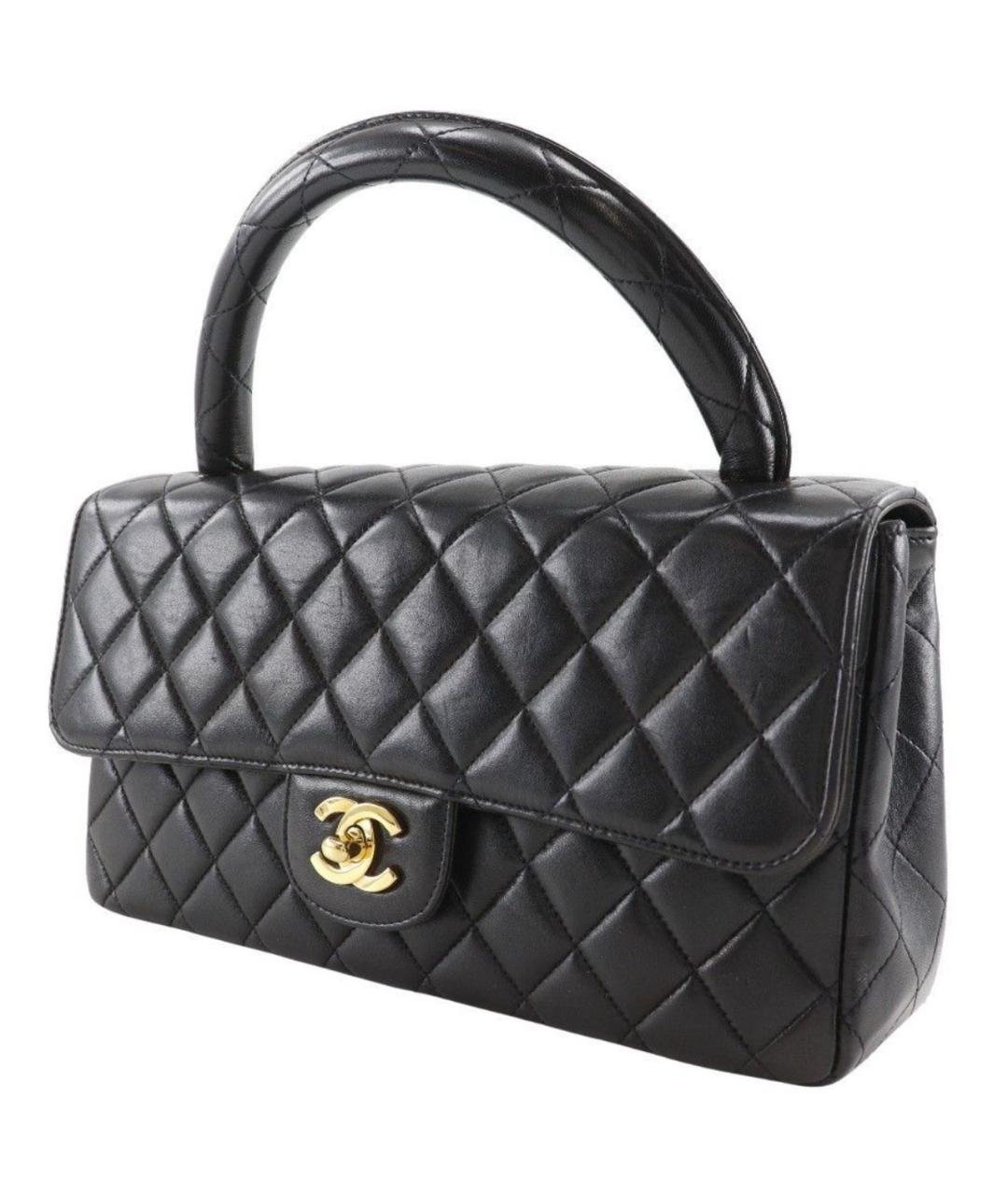 CHANEL Черная кожаная сумка с короткими ручками, фото 2