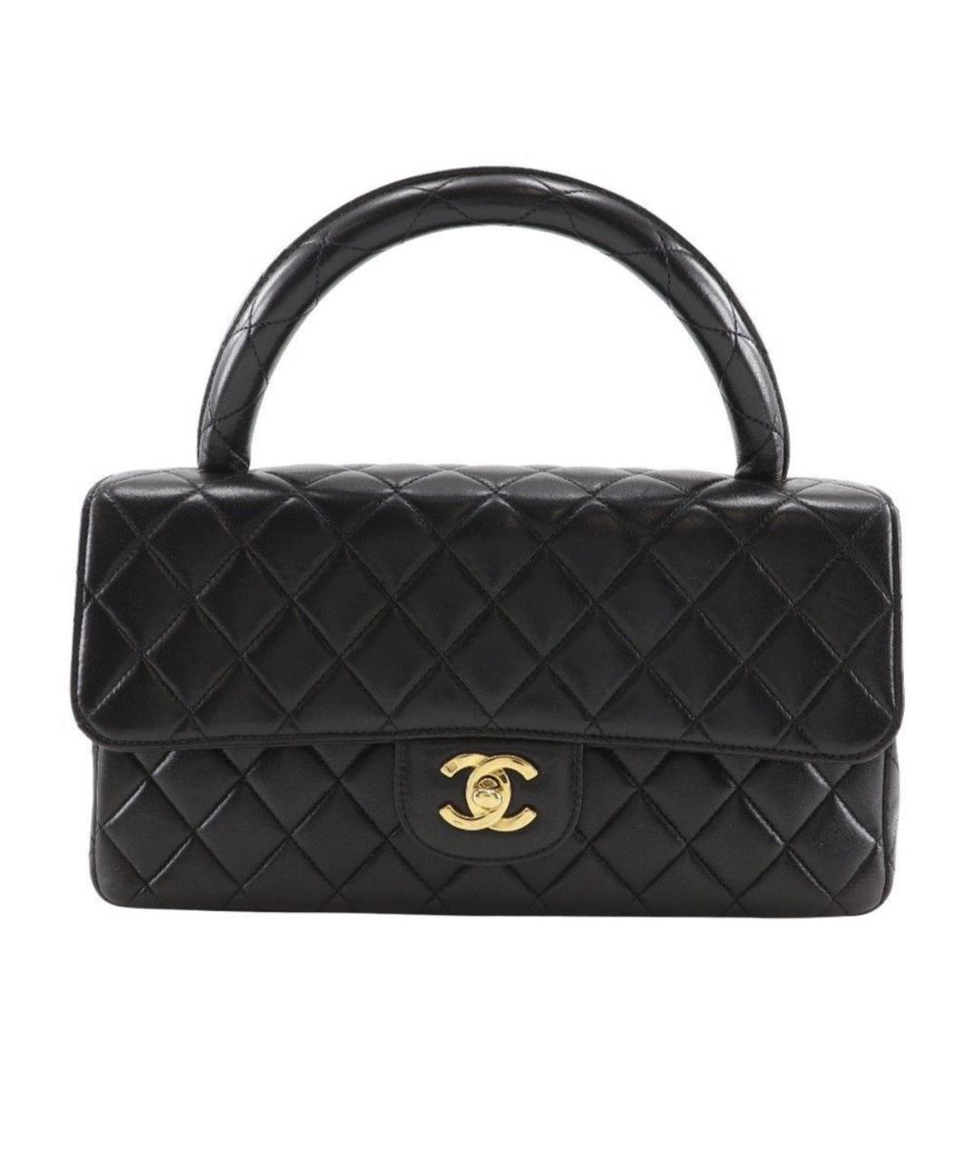 CHANEL Черная кожаная сумка с короткими ручками, фото 9