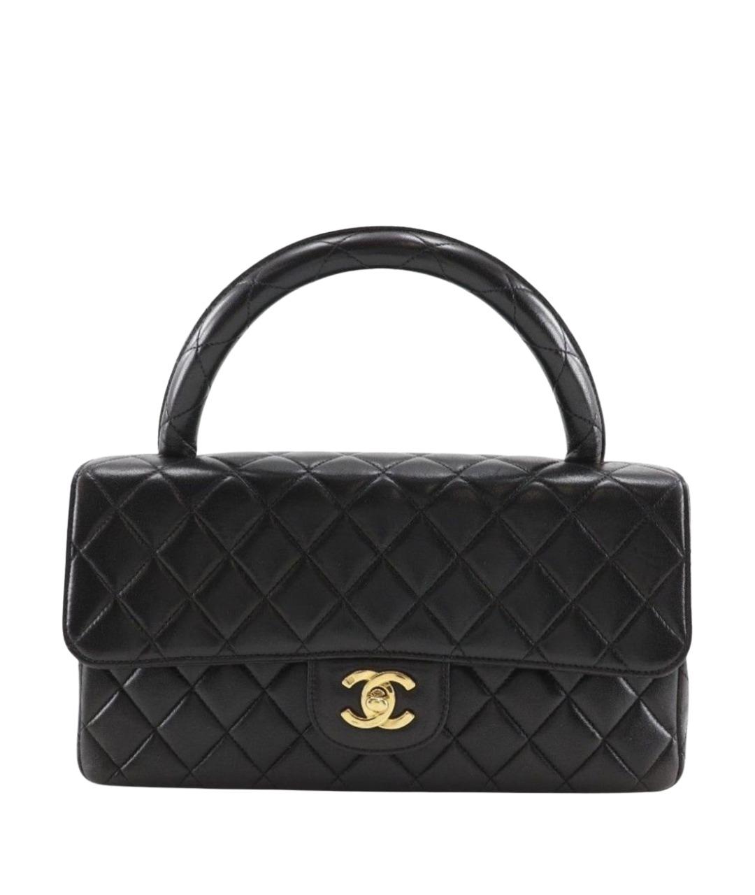 CHANEL Черная кожаная сумка с короткими ручками, фото 1