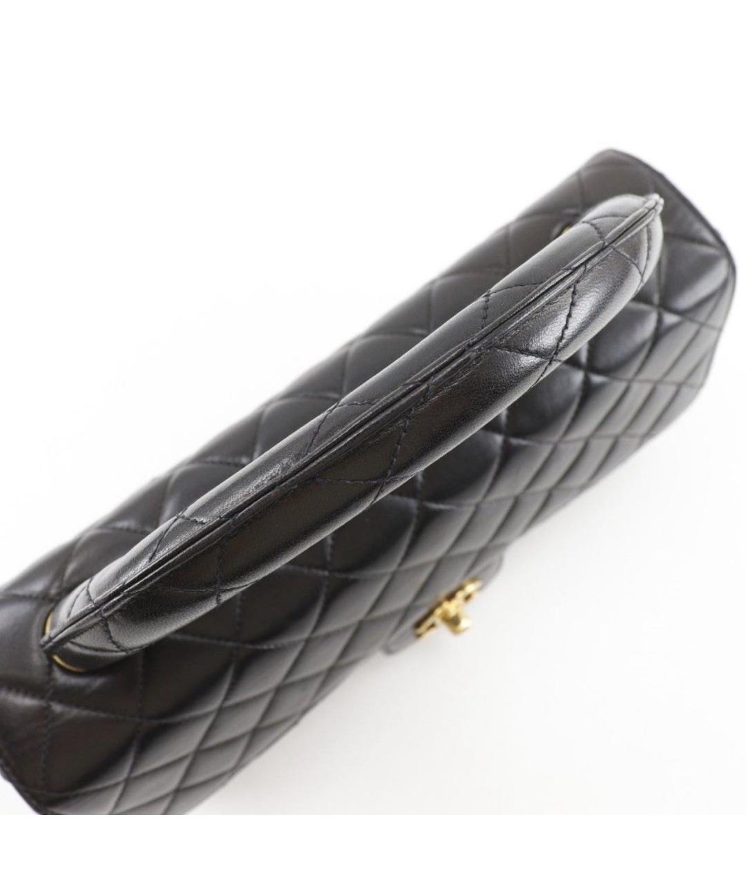 CHANEL Черная кожаная сумка с короткими ручками, фото 5