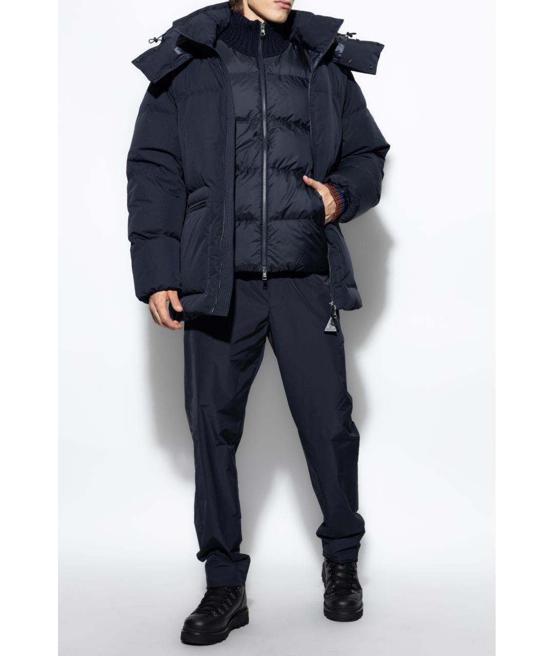 MONCLER Темно-синий полиамидовый пуховик, фото 4