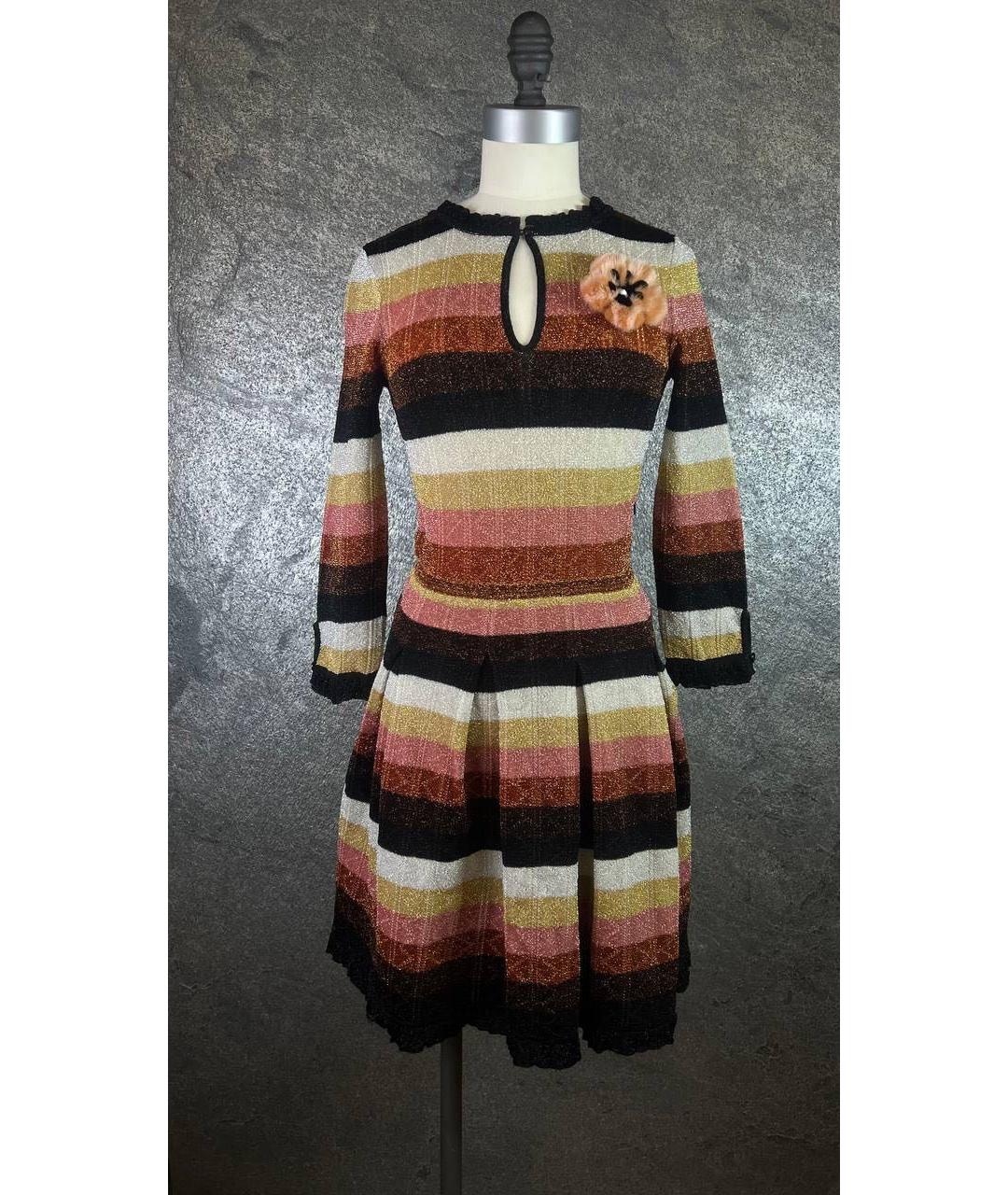 FENDI Мульти шерстяное коктейльное платье, фото 5