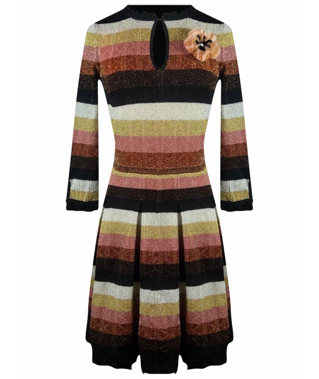 FENDI Мульти шерстяное коктейльное платье, фото 1