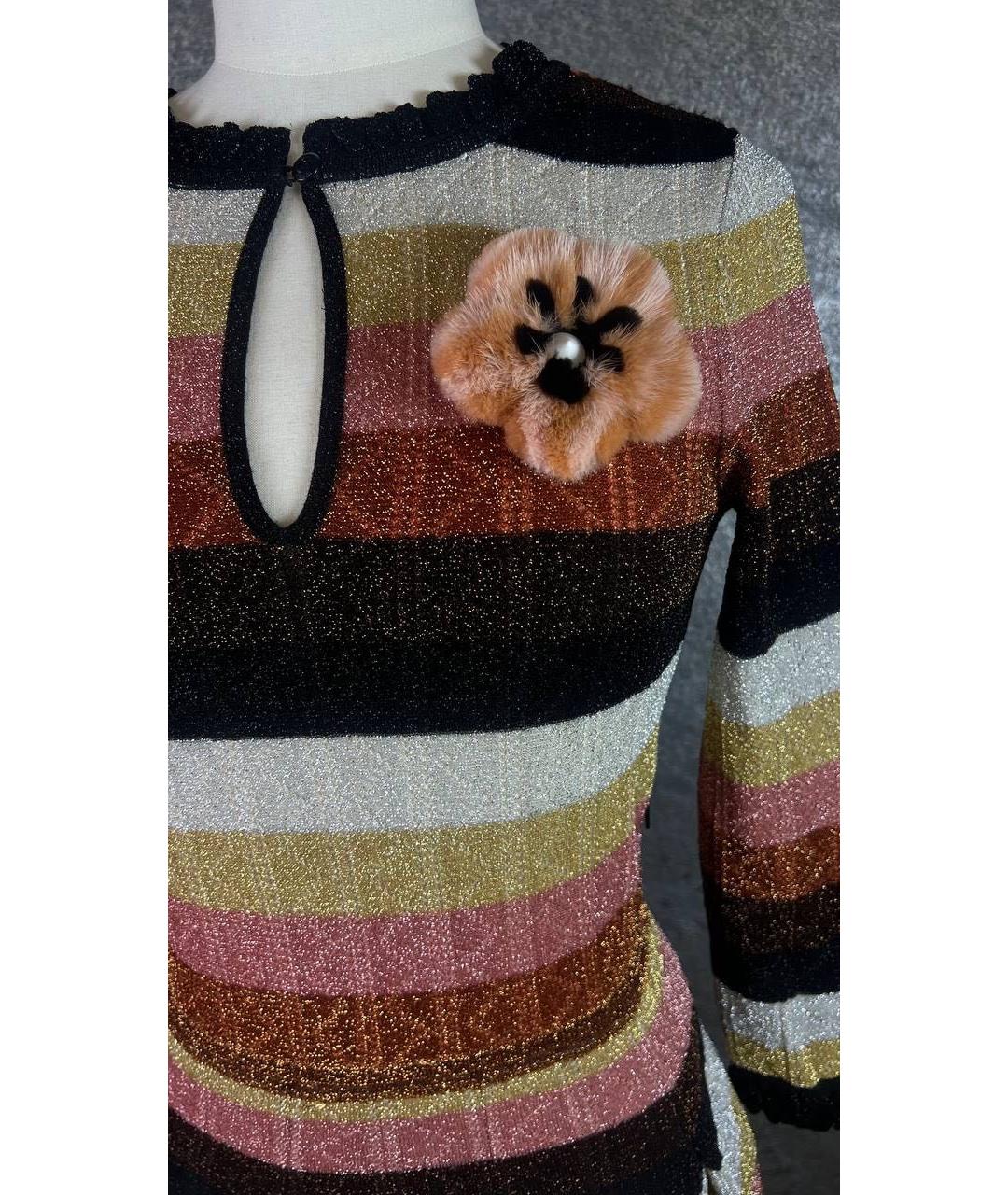 FENDI Мульти шерстяное коктейльное платье, фото 4