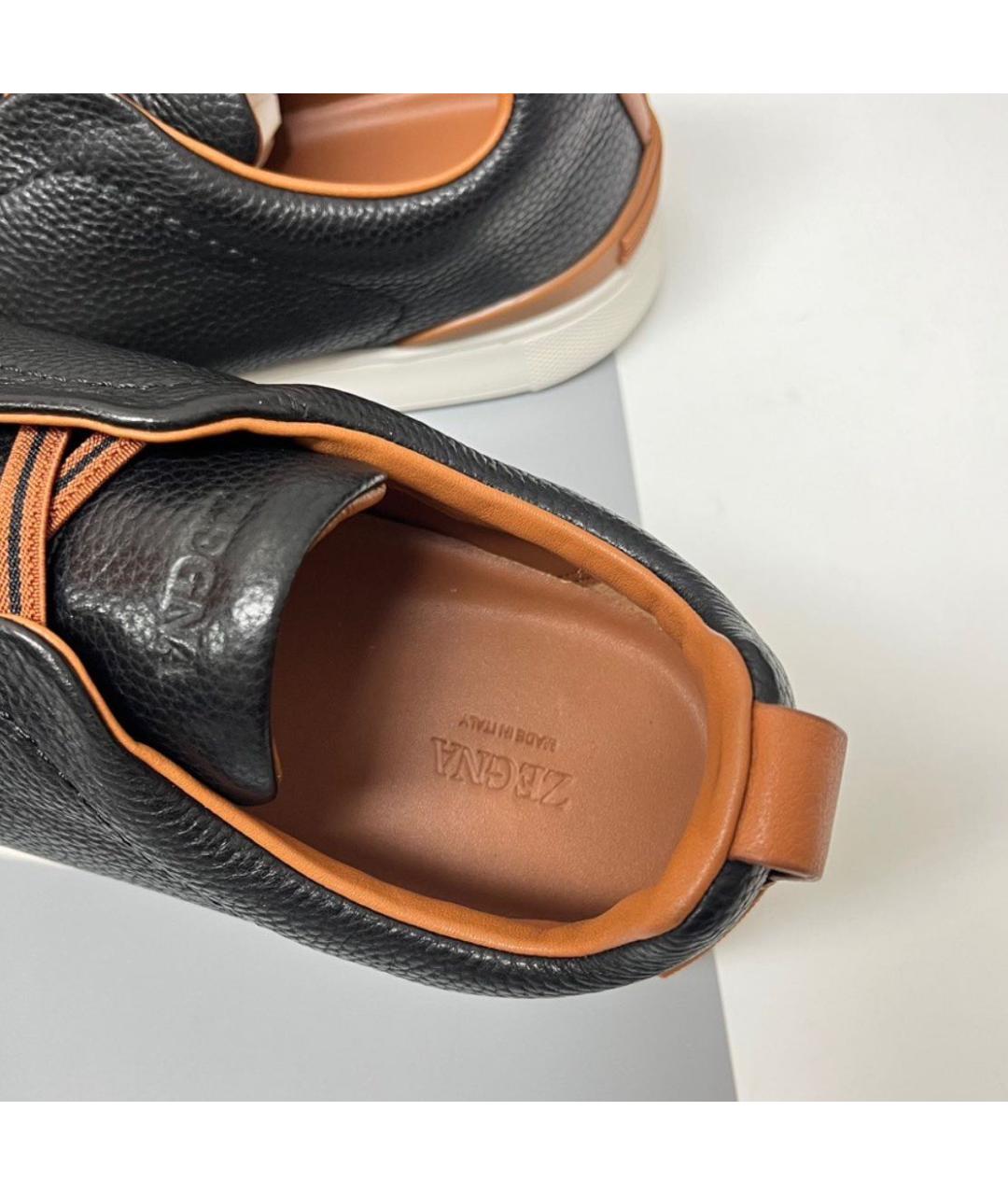 ZEGNA Черные кожаные слипоны, фото 5