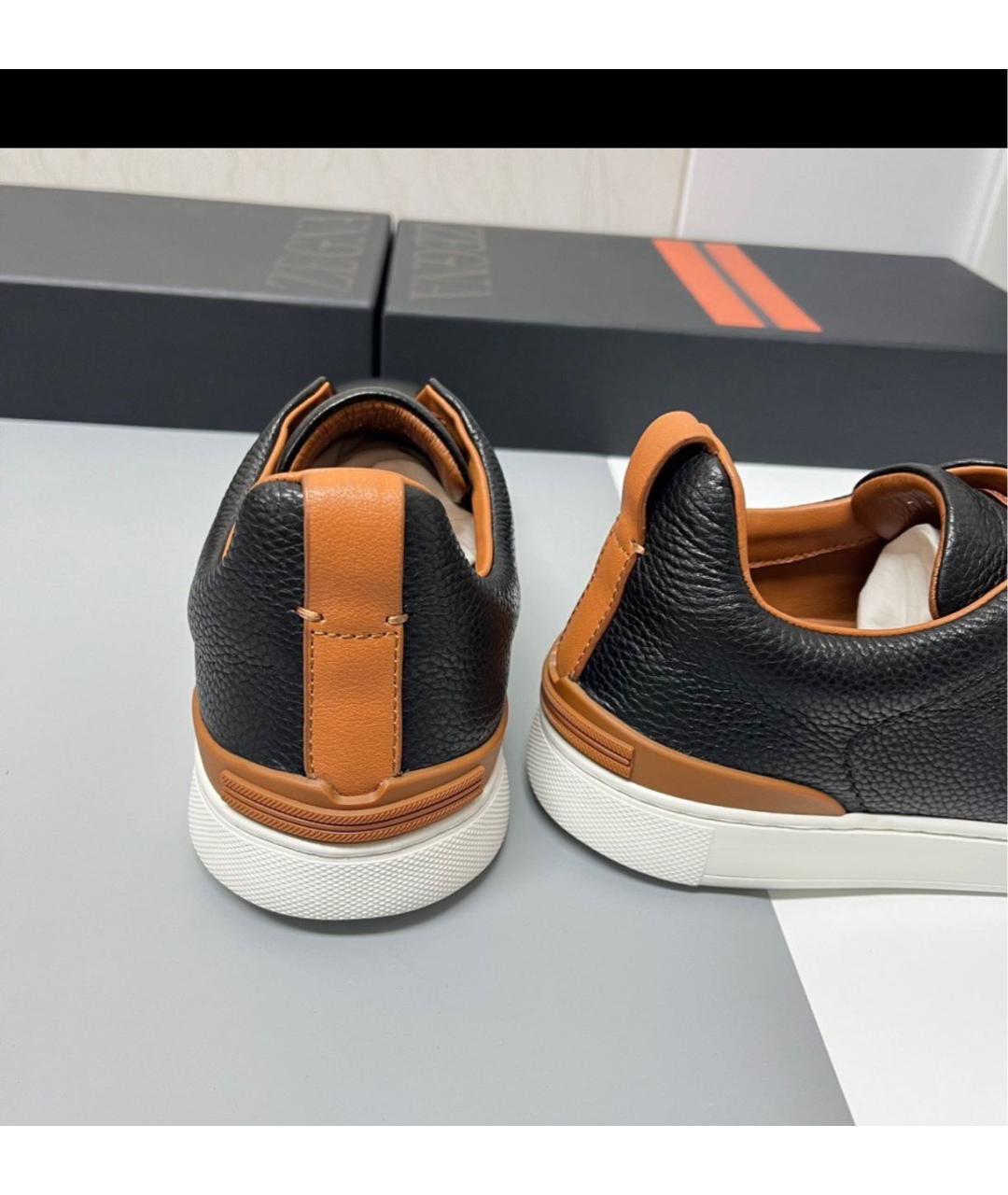 ZEGNA Черные кожаные слипоны, фото 7