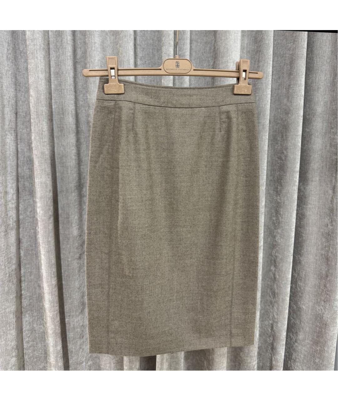 LORO PIANA Бежевая кашемировая юбка миди, фото 5