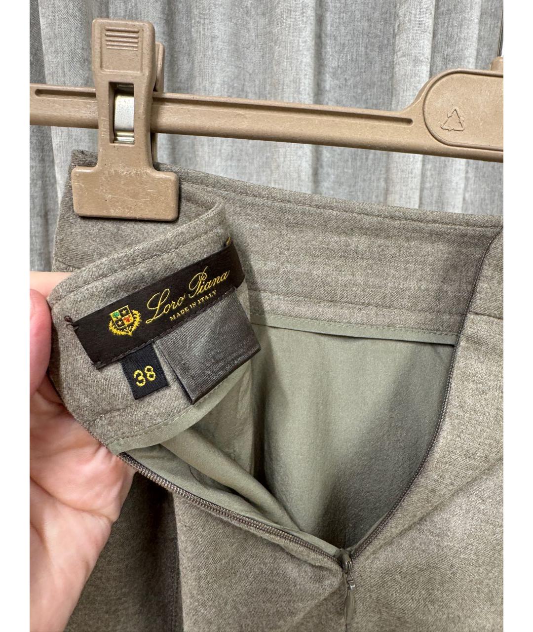 LORO PIANA Бежевая кашемировая юбка миди, фото 3