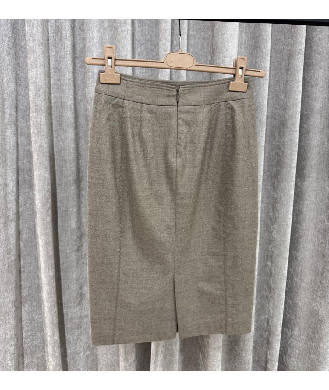 LORO PIANA Бежевая кашемировая юбка миди, фото 2