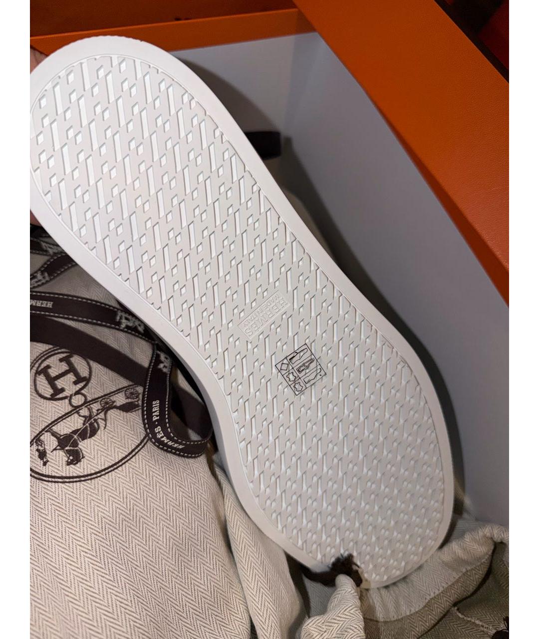 HERMES Черные кожаные низкие кроссовки / кеды, фото 4