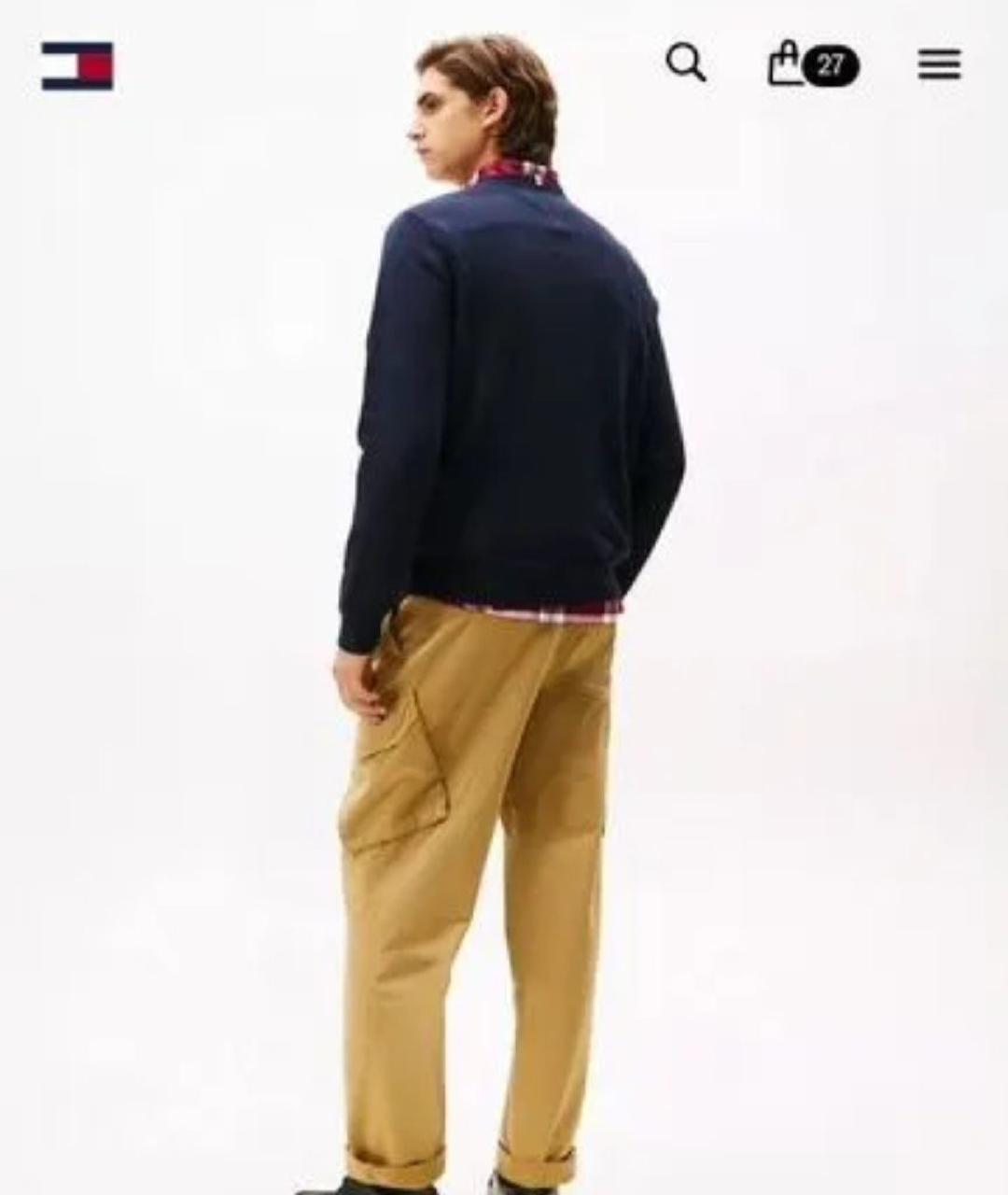 TOMMY HILFIGER Темно-синий хлопковый джемпер / свитер, фото 5