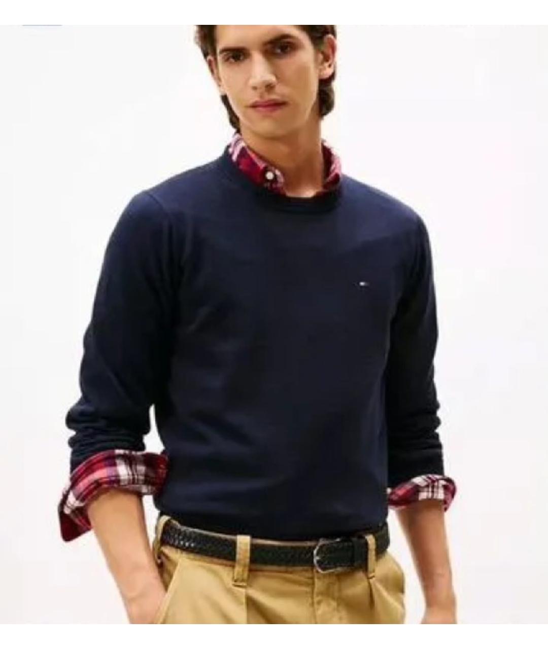 TOMMY HILFIGER Темно-синий хлопковый джемпер / свитер, фото 4