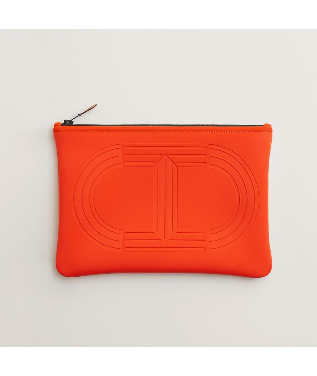 HERMES Оранжевая тканевая косметичка, фото 5