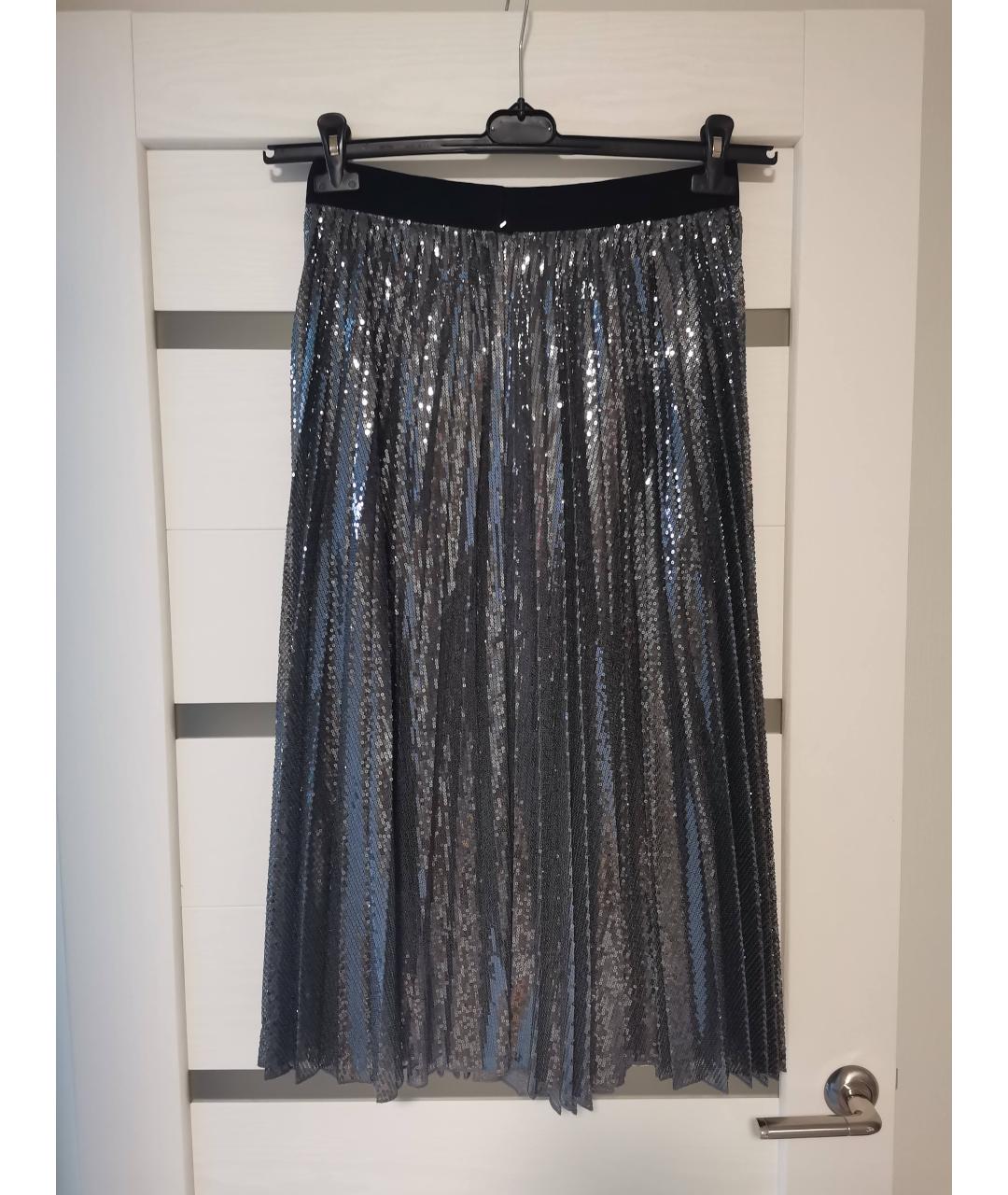 SPORT MAX CODE Серебряная полиэстеровая юбка миди, фото 2