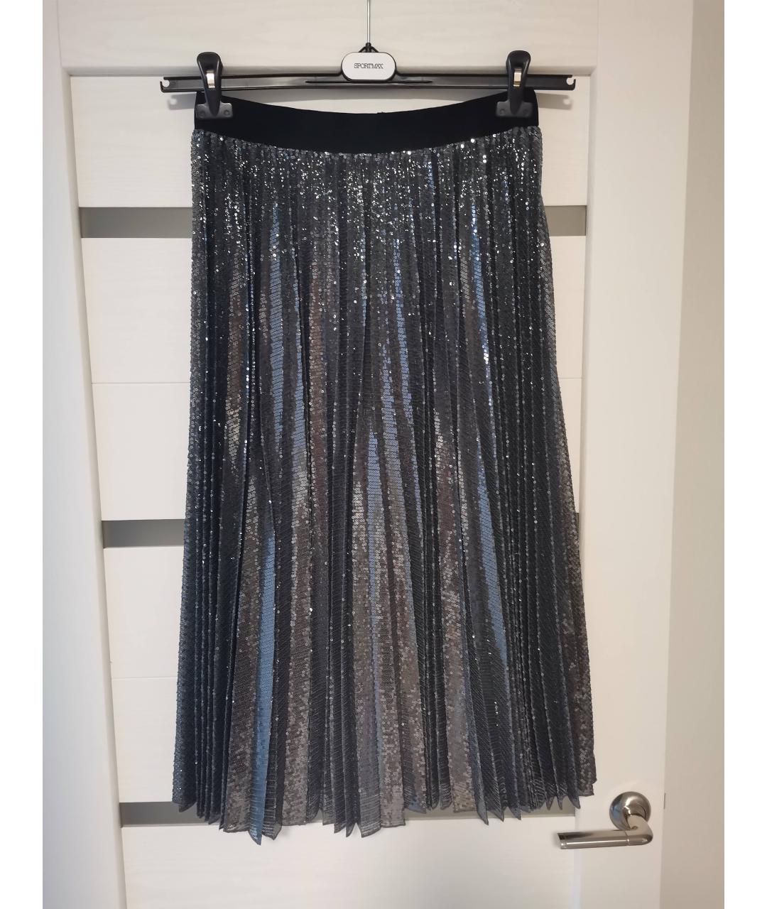 SPORT MAX CODE Серебряная полиэстеровая юбка миди, фото 7