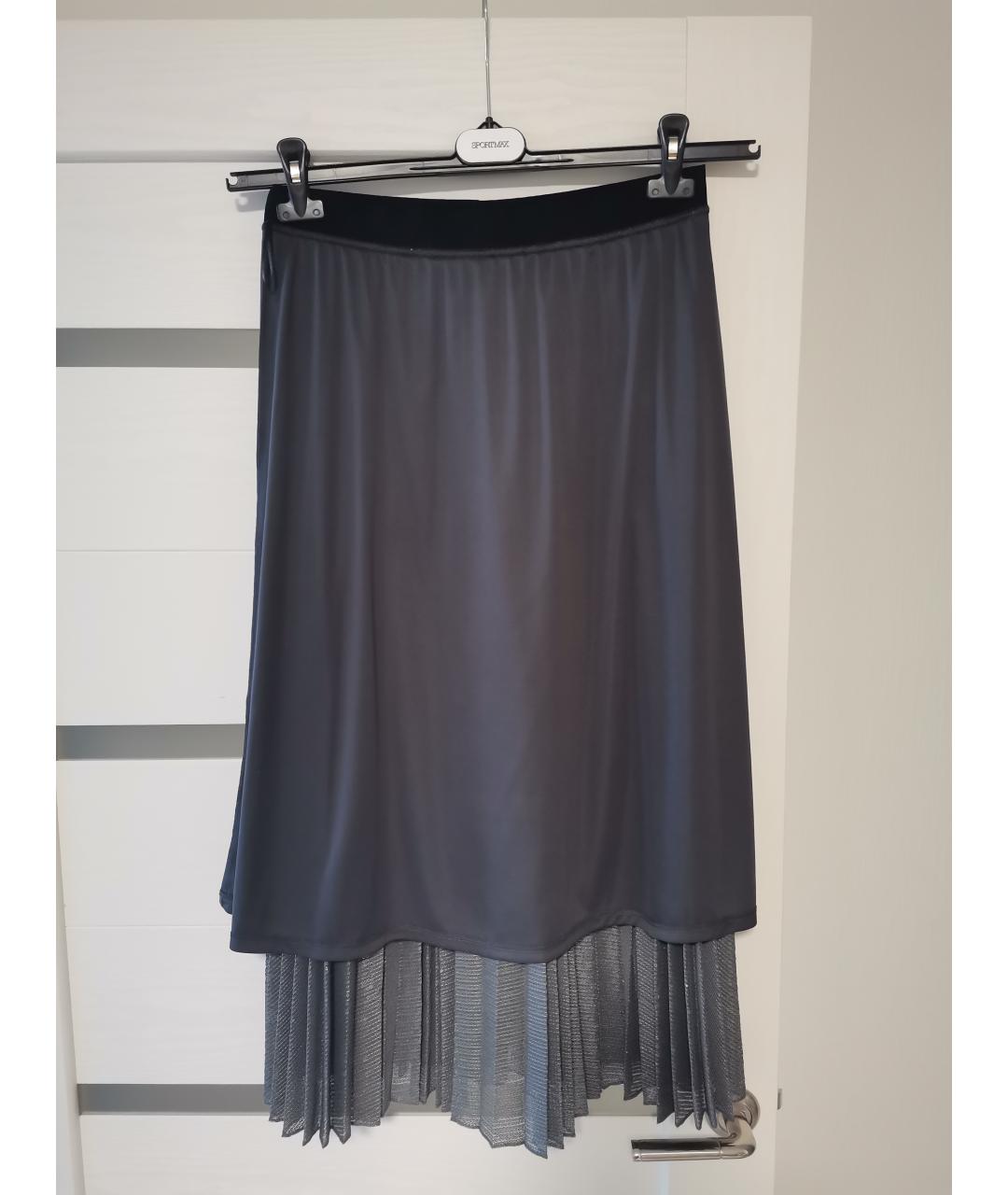 SPORT MAX CODE Серебряная полиэстеровая юбка миди, фото 6