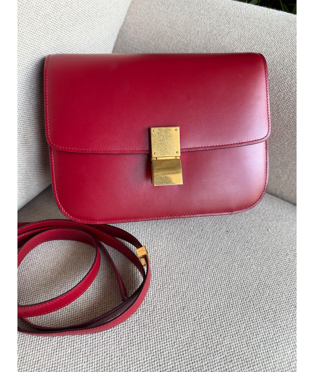 CELINE Красная кожаная сумка через плечо, фото 2