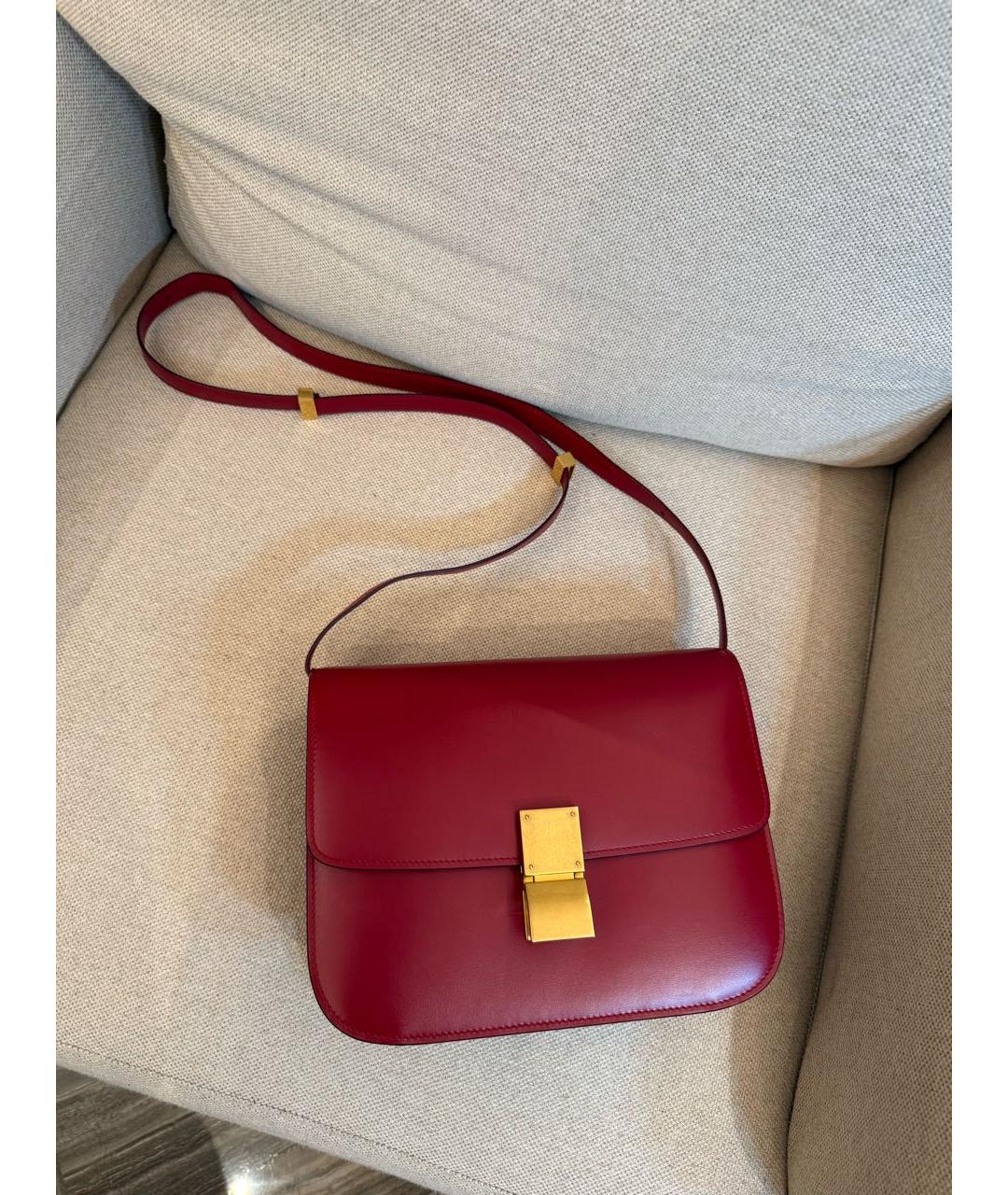 CELINE Красная кожаная сумка через плечо, фото 3