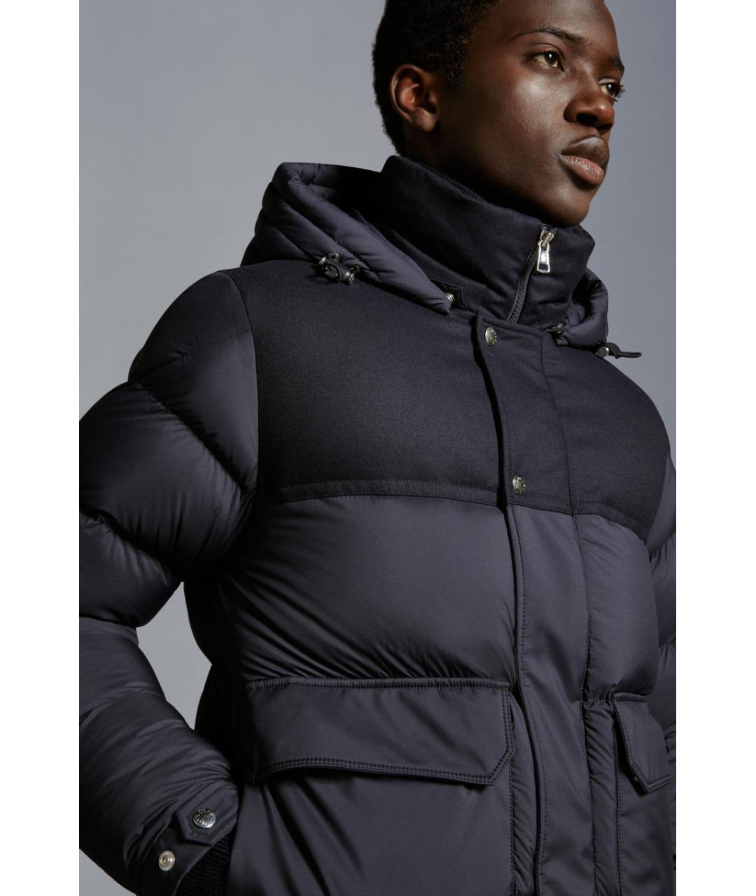 MONCLER Темно-синий полиамидовый пуховик, фото 5