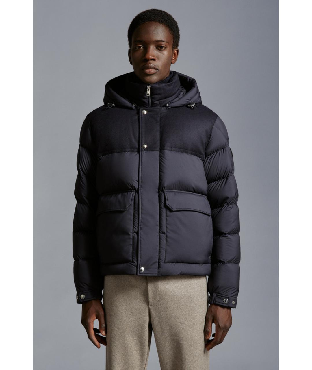 MONCLER Темно-синий полиамидовый пуховик, фото 3