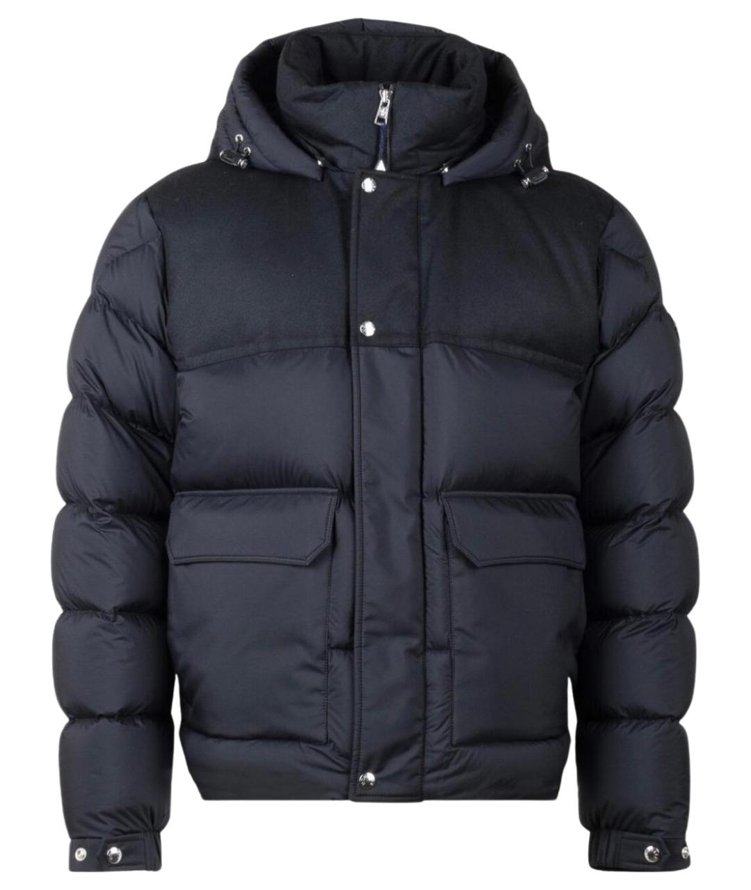 MONCLER Темно-синий полиамидовый пуховик, фото 1