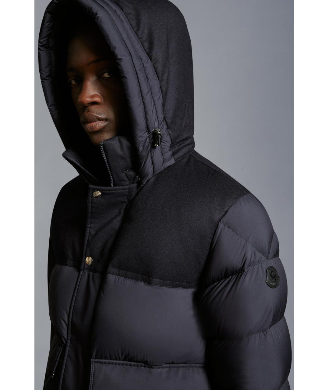 MONCLER Темно-синий полиамидовый пуховик, фото 6