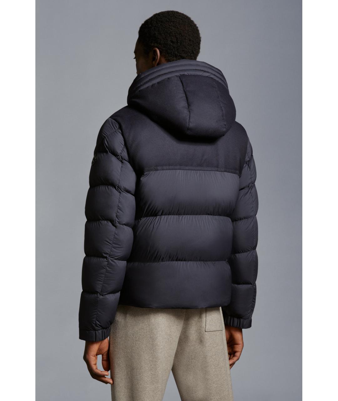 MONCLER Темно-синий полиамидовый пуховик, фото 4