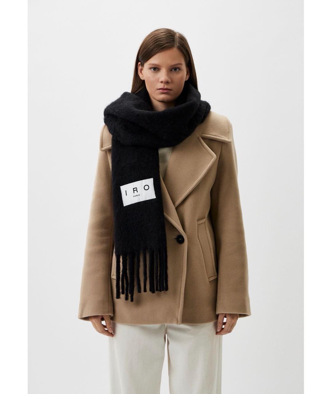 IRO Черный шерстяной шарф, фото 4