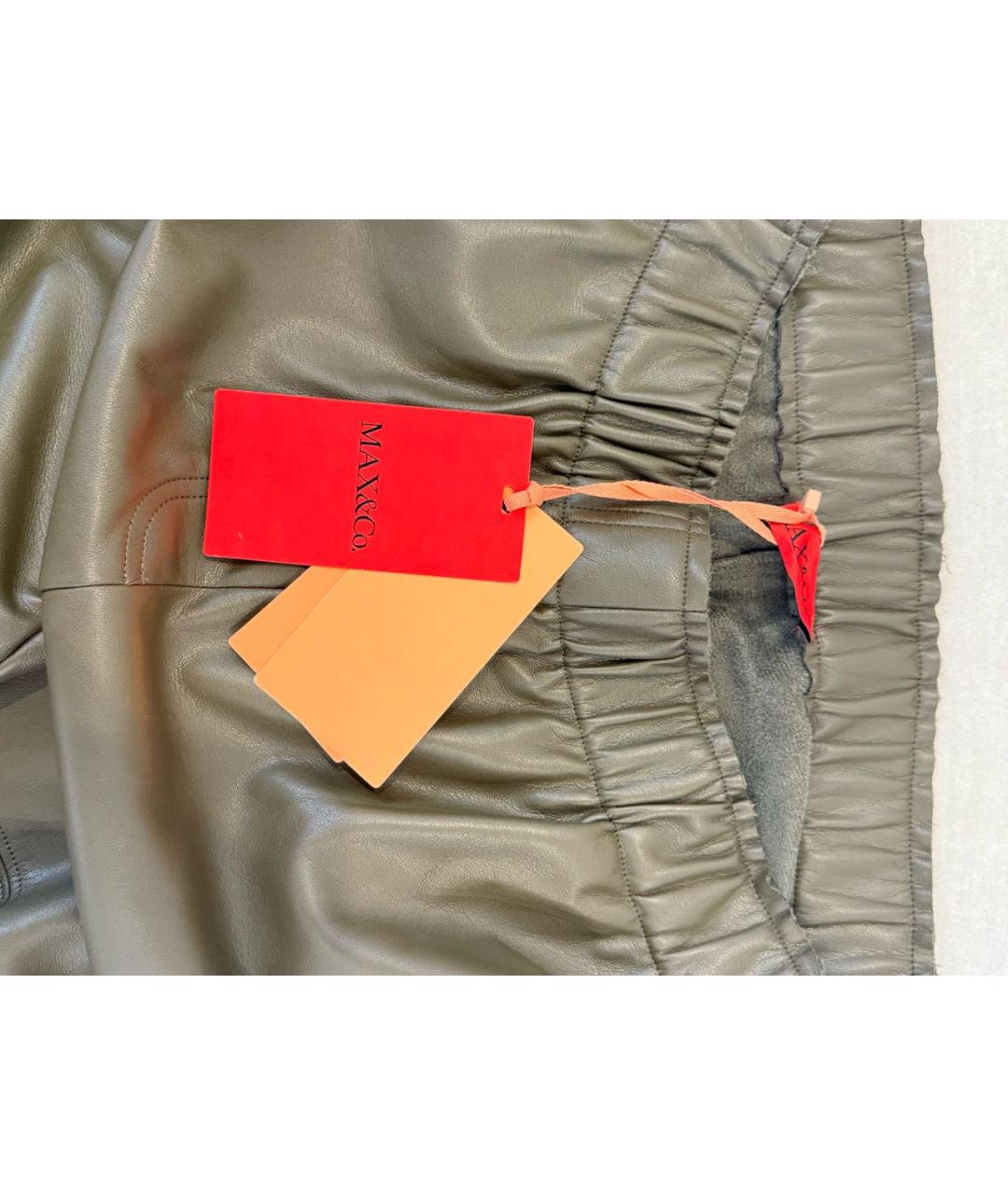 MAX&CO Хаки синтетические брюки широкие, фото 4