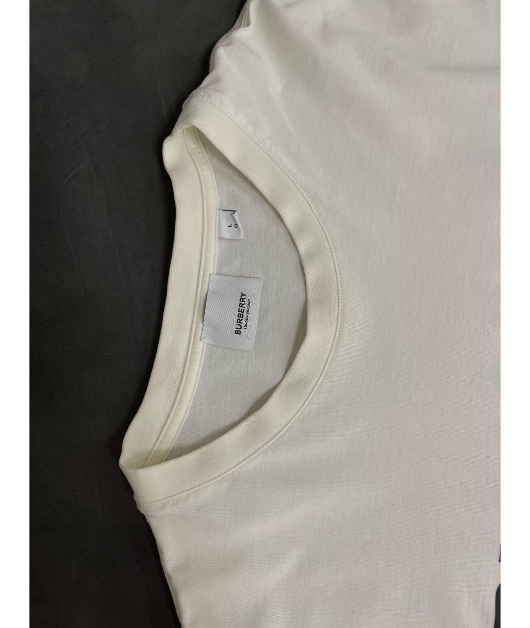 BURBERRY Белая хлопко-эластановая футболка, фото 3
