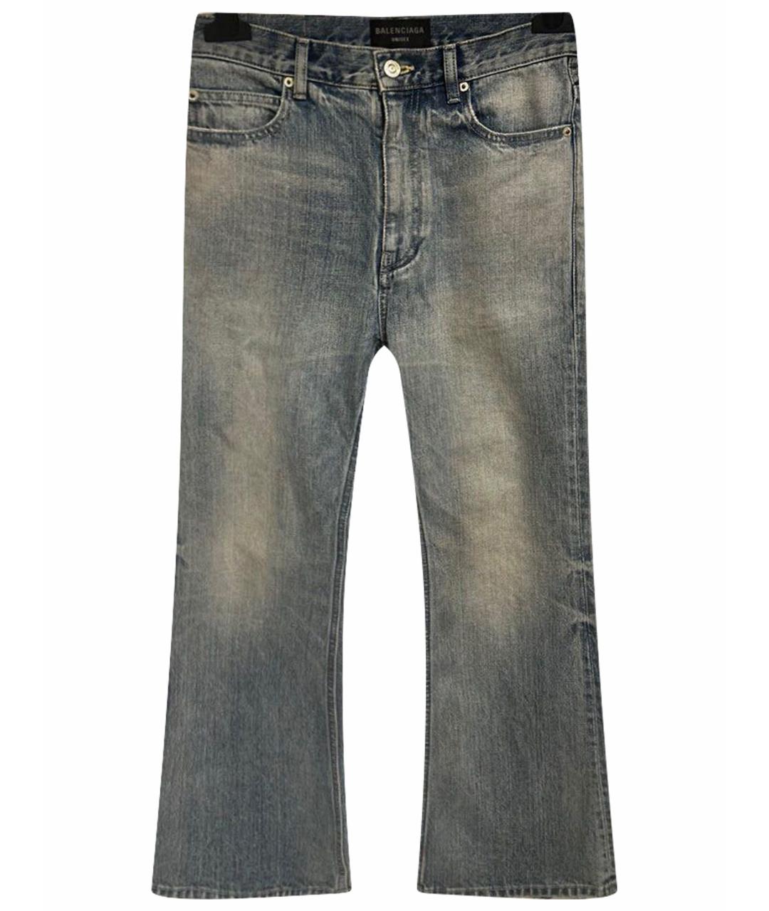 BALENCIAGA Голубые хлопковые джинсы клеш, фото 1