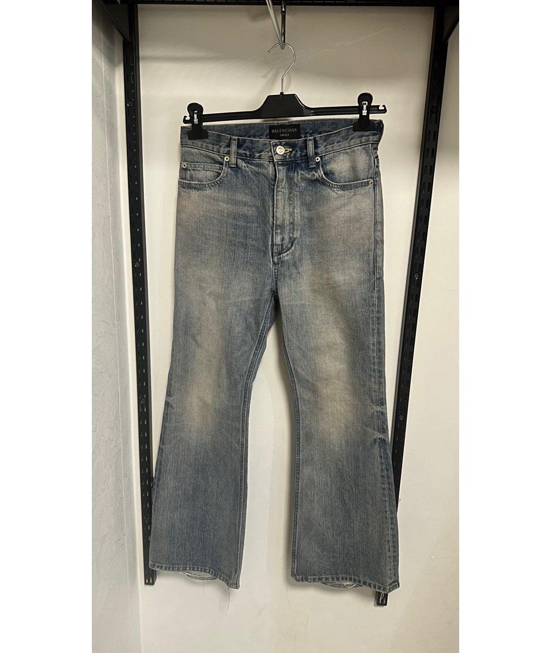 BALENCIAGA Голубые хлопковые джинсы клеш, фото 5