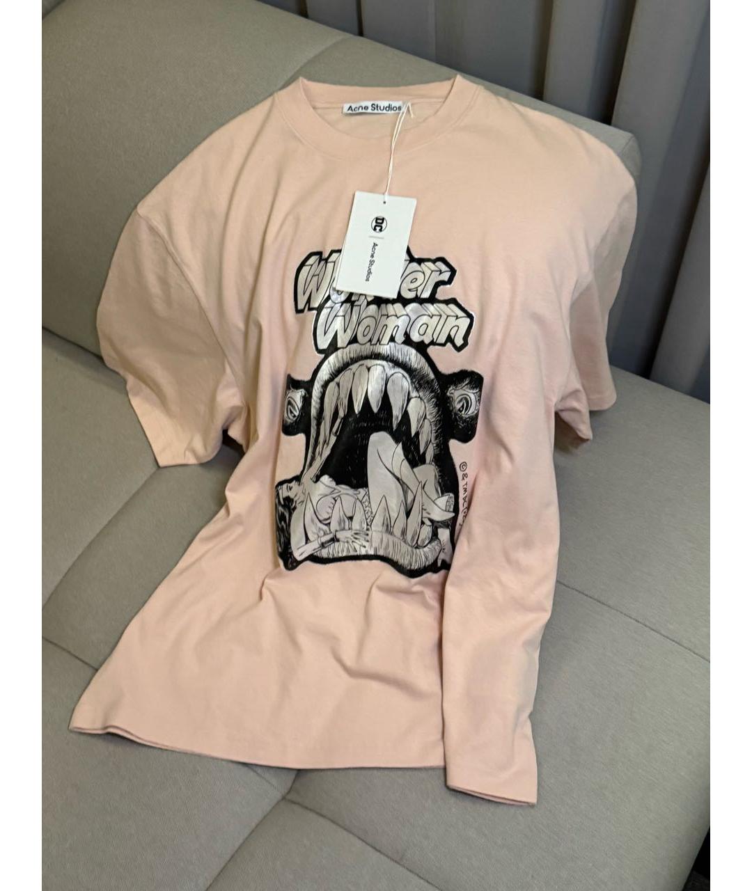 ACNE STUDIOS Коралловая хлопковая футболка, фото 2