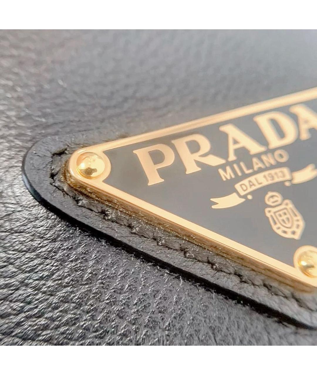 PRADA Черная кожаная сумка с короткими ручками, фото 8