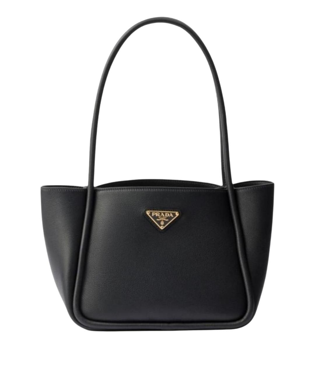 PRADA Черная кожаная сумка с короткими ручками, фото 1