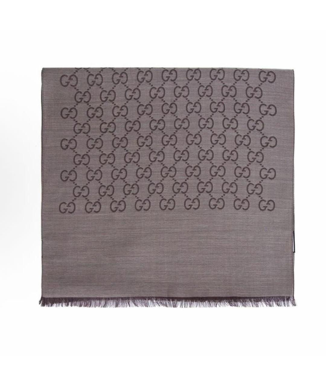 GUCCI Коричневый шерстяной шарф, фото 4