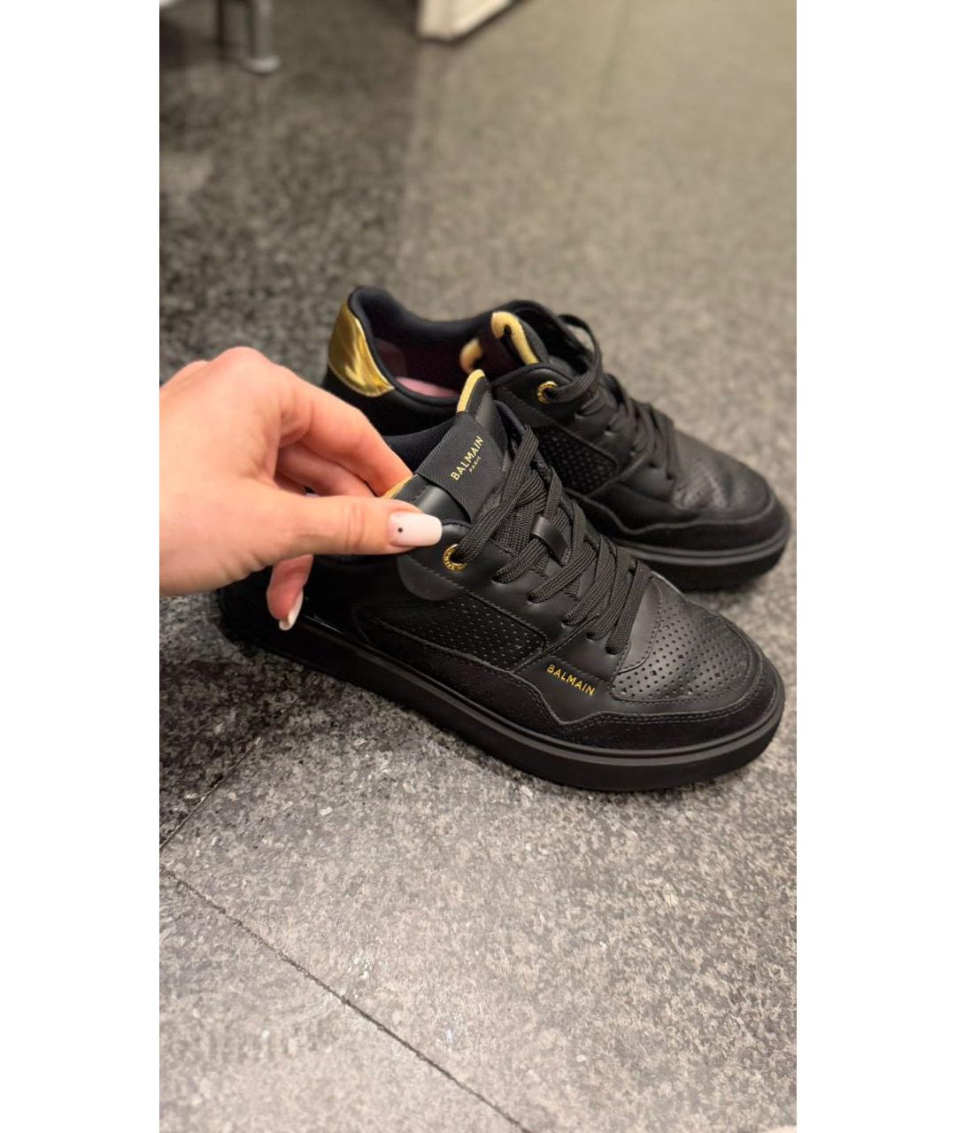 BALMAIN Черные кожаные кеды, фото 2