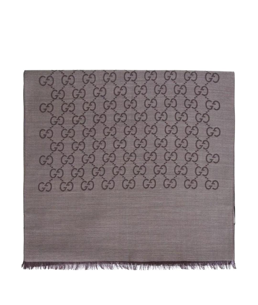 GUCCI Коричневый шерстяной шарф, фото 1