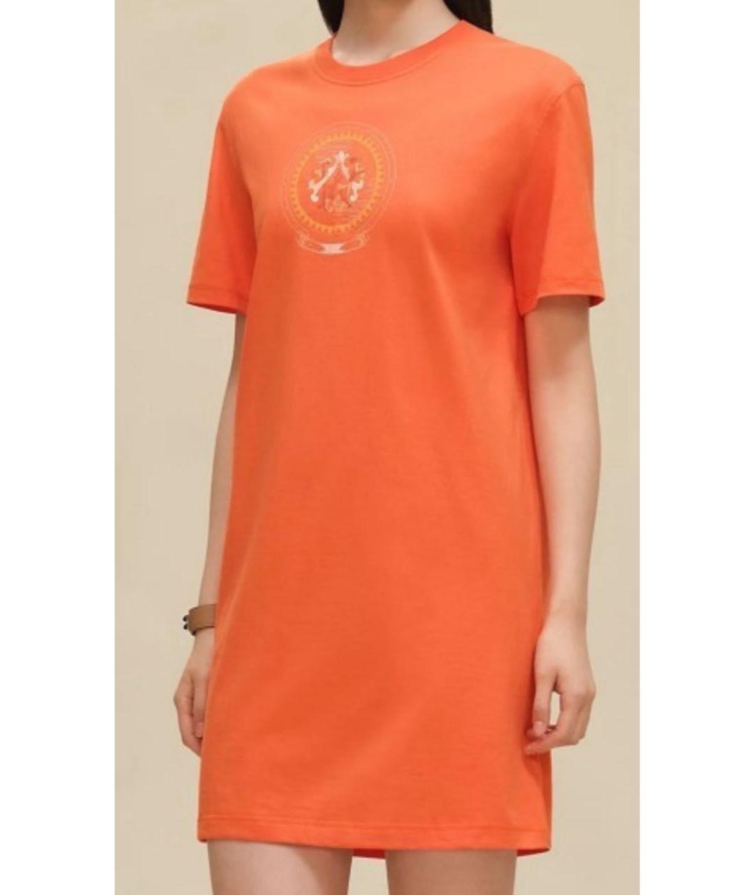 HERMES Оранжевое хлопковое повседневное платье, фото 3