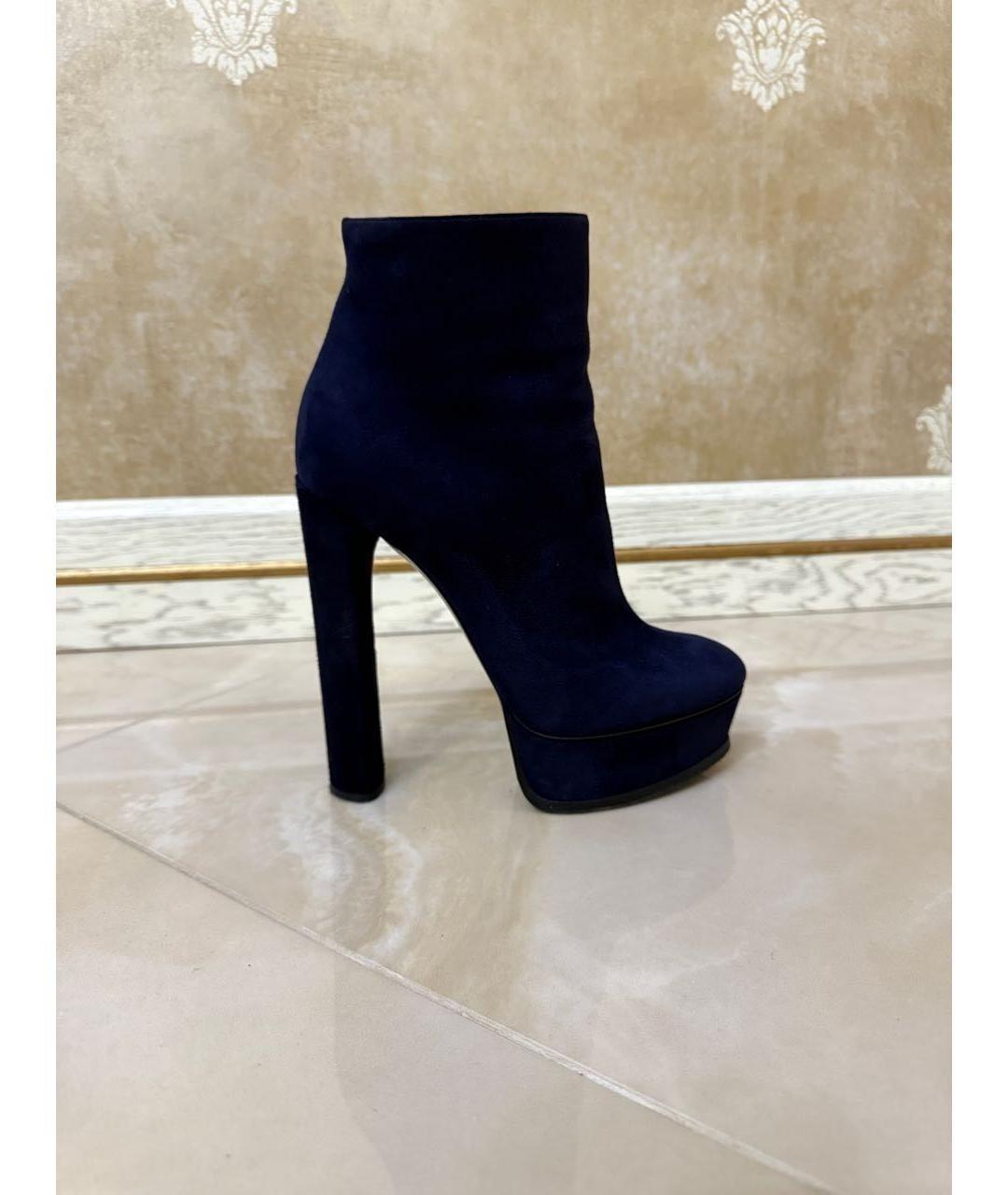CASADEI Темно-синие замшевые ботильоны, фото 10