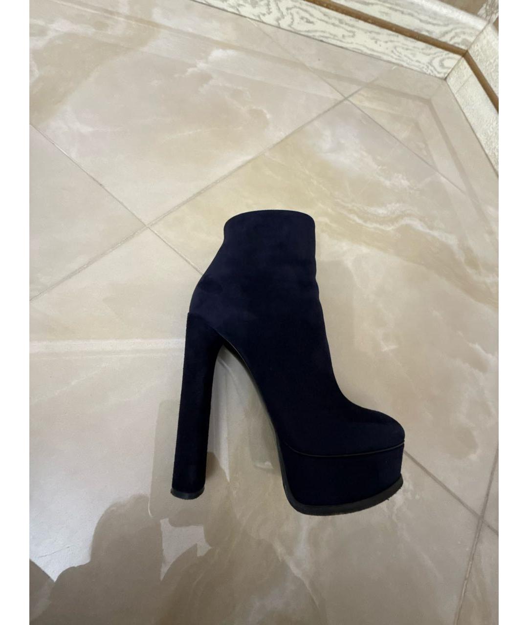 CASADEI Темно-синие замшевые ботильоны, фото 5