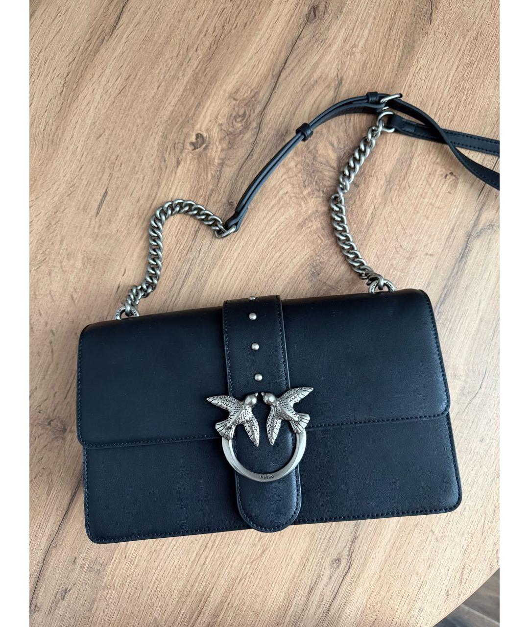 PINKO Черная кожаная сумка через плечо, фото 4