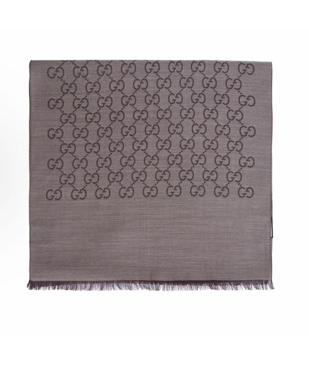 GUCCI Коричневый шелковый шарф, фото 3