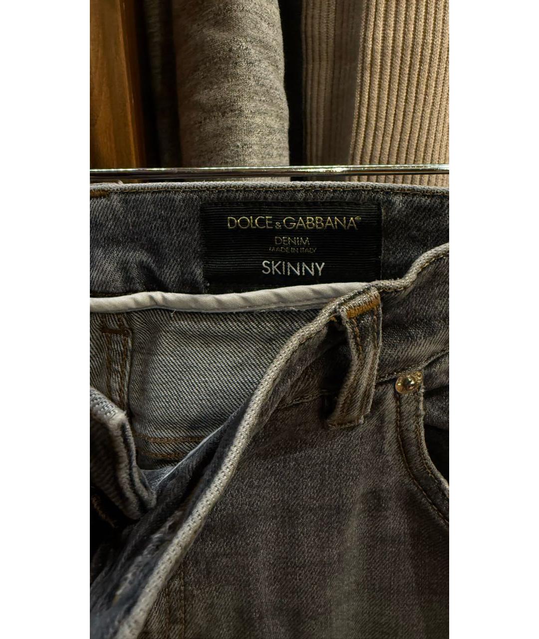 DOLCE&GABBANA Серые хлопко-эластановые джинсы скинни, фото 6