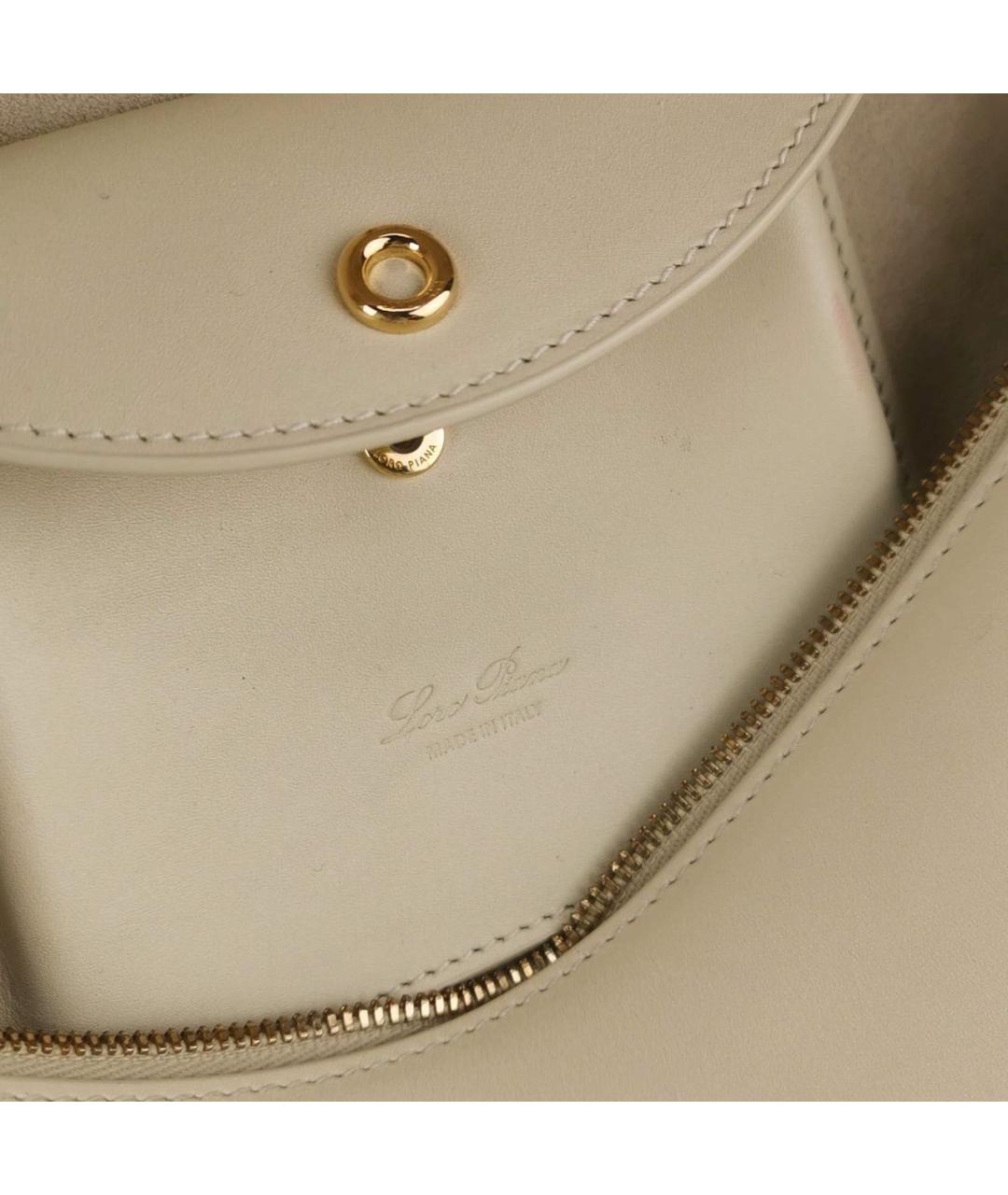 LORO PIANA Бежевая кожаная сумка через плечо, фото 7