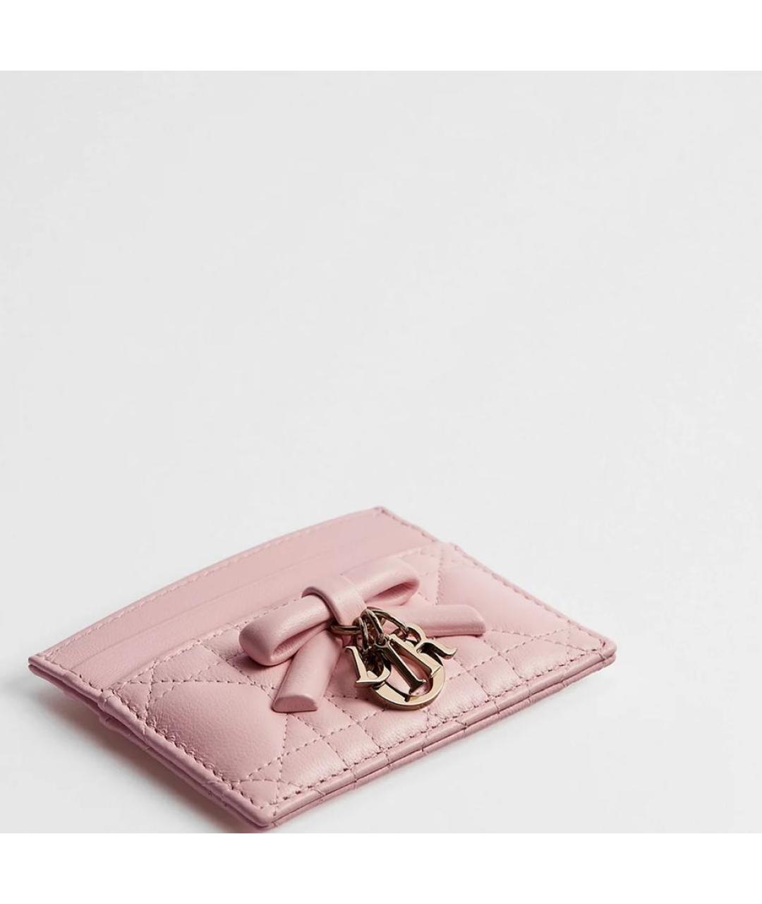 CHRISTIAN DIOR Розовый кожаный кардхолдер, фото 2