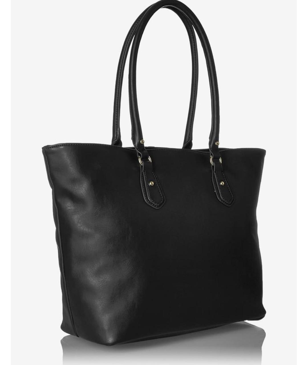 TOMMY HILFIGER Черная кожаная сумка с короткими ручками, фото 3