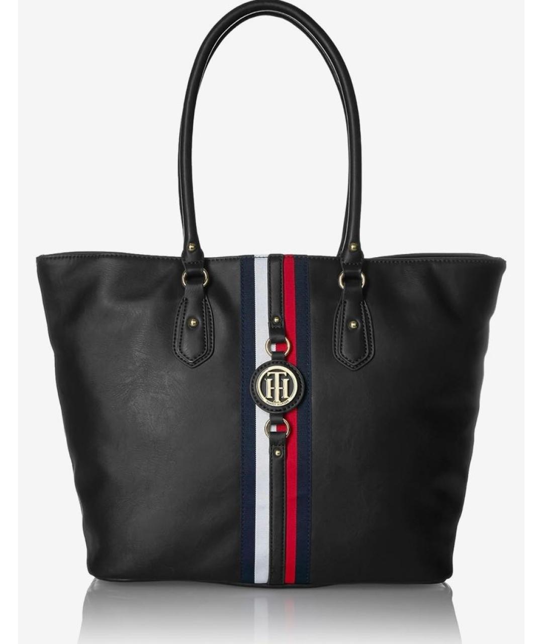 TOMMY HILFIGER Черная кожаная сумка с короткими ручками, фото 7