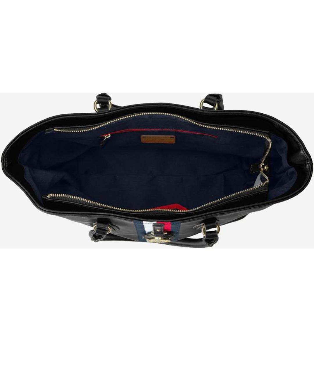 TOMMY HILFIGER Черная кожаная сумка с короткими ручками, фото 4