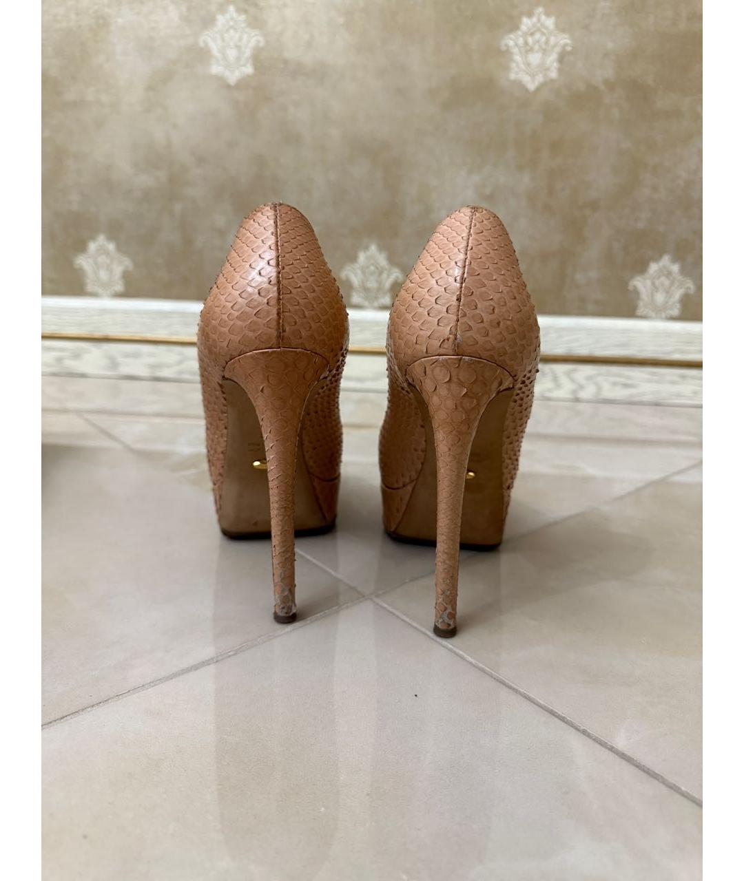 SERGIO ROSSI Бежевые кожаные туфли, фото 4